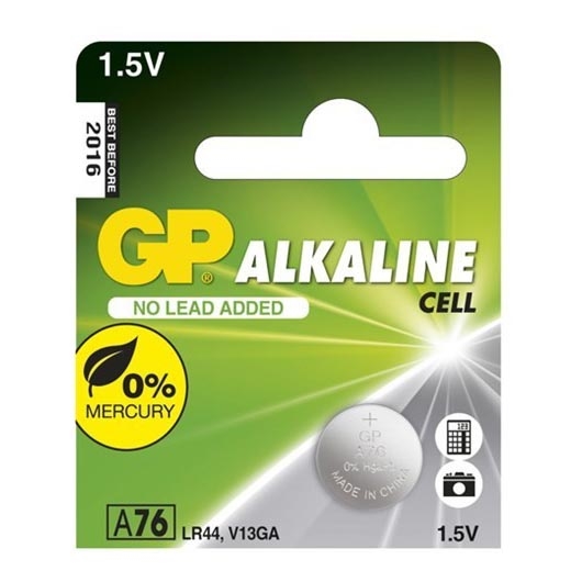 1 stk. Alkalisk knapbatteri LR44 GP ALKALINE 1,5V