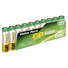 10 stk. Alkalisk batteri AA GP SUPER 1,5V