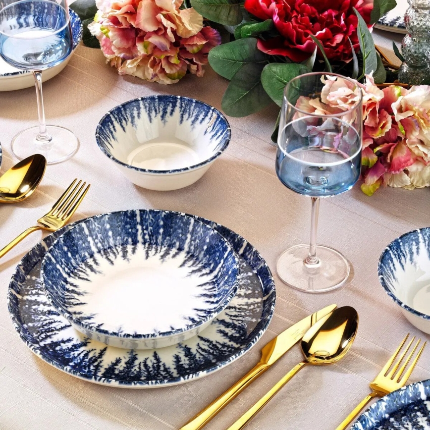 12-delt spisesæt i hvid/blå porcelæn