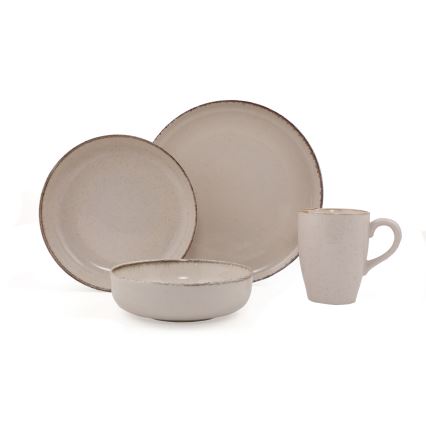 16-delt spisesæt i beige porcelæn