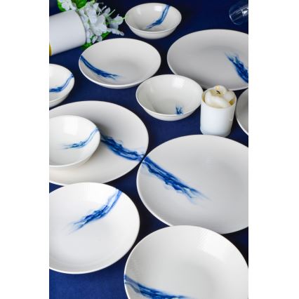 18-delers spisesæt, hvid/blå, porcelæn