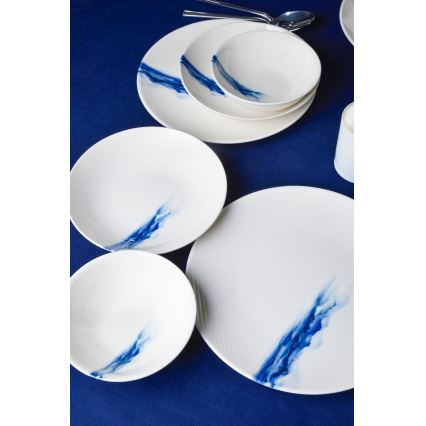 18-delers spisesæt, hvid/blå, porcelæn