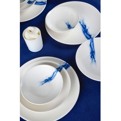 18-delers spisesæt, hvid/blå, porcelæn