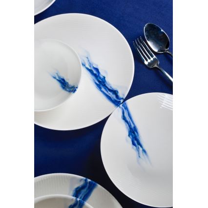 18-delers spisesæt, hvid/blå, porcelæn