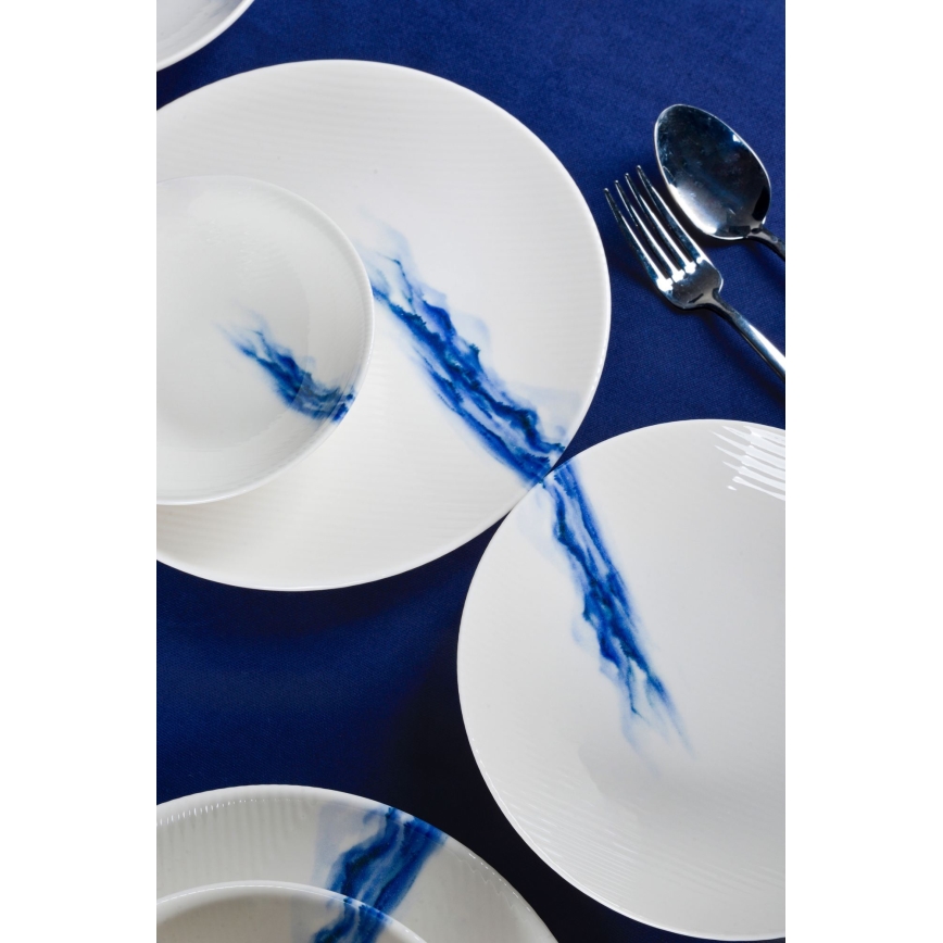 18-delers spisesæt, hvid/blå, porcelæn