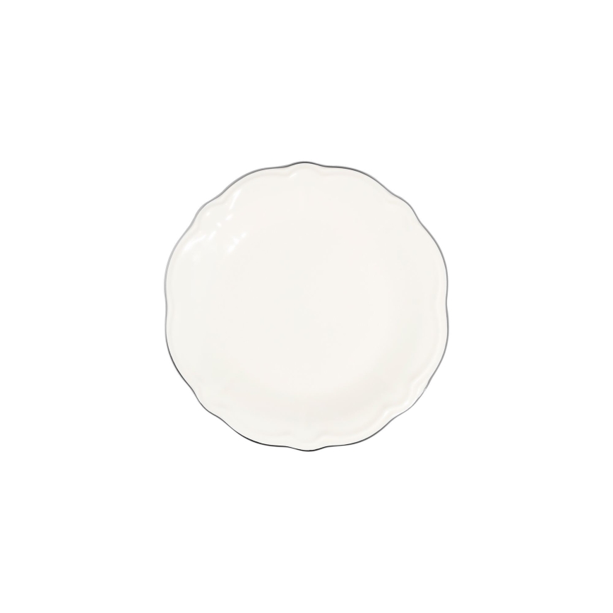 18-delt spisestel, creme/sølv, porcelæn