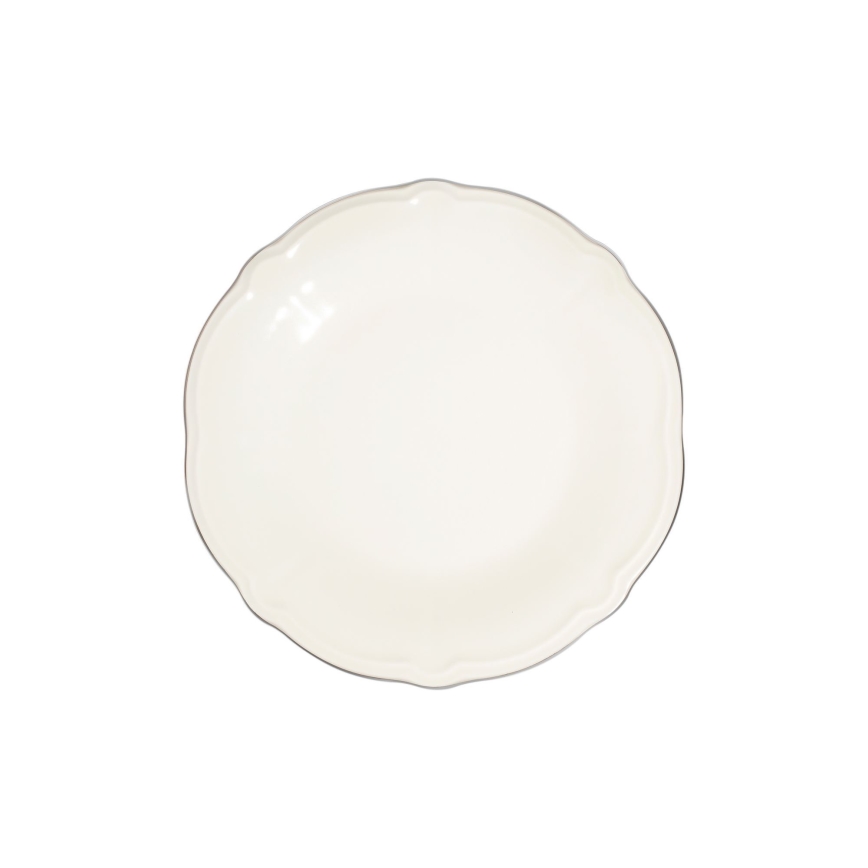18-delt spisestel, creme/sølv, porcelæn