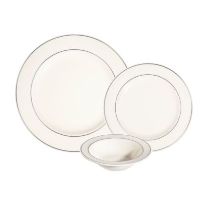 18-delt spisesæt, creme/sølv, porcelæn
