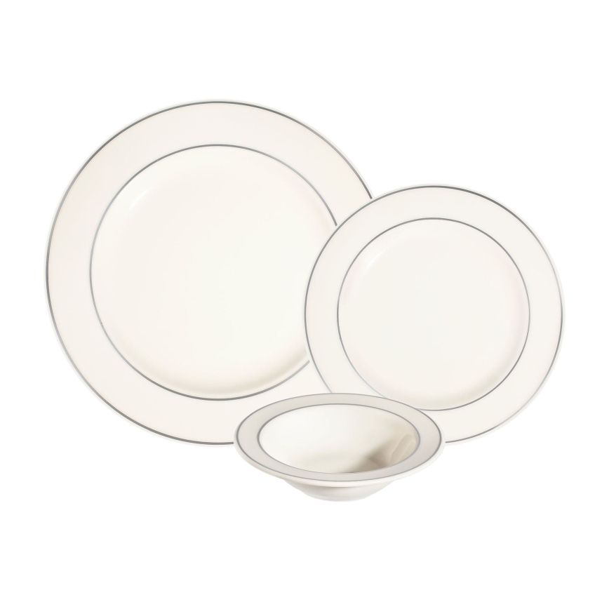 18-delt spisesæt, creme/sølv, porcelæn