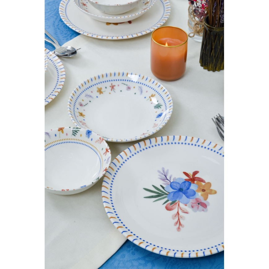 18-delt spisesæt, flerfarvet/porcelæn
