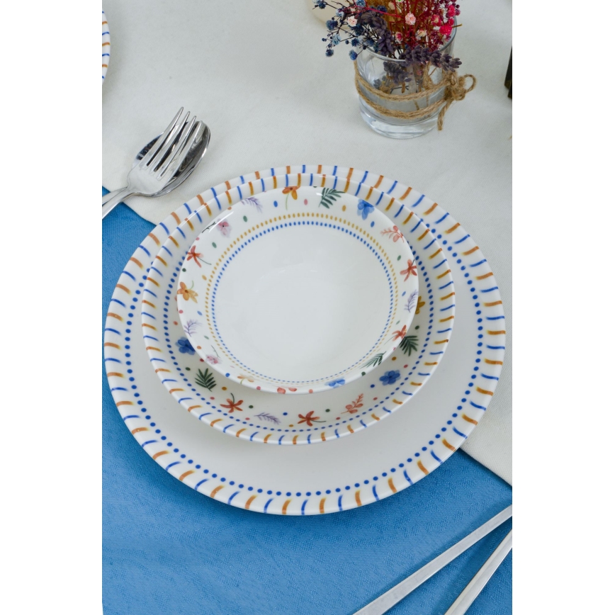 18-delt spisesæt, flerfarvet/porcelæn