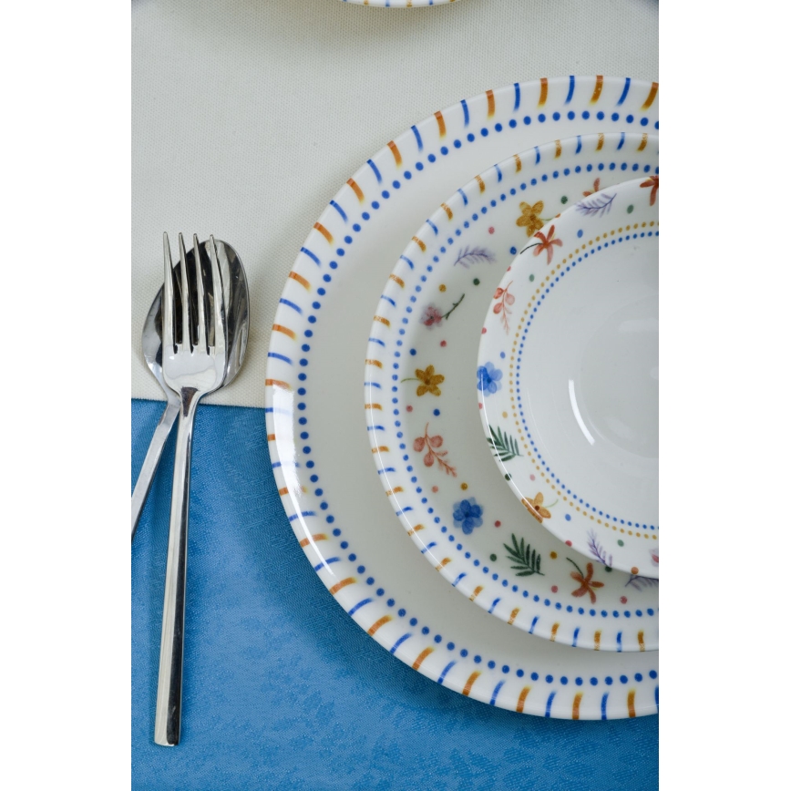 18-delt spisesæt, flerfarvet/porcelæn