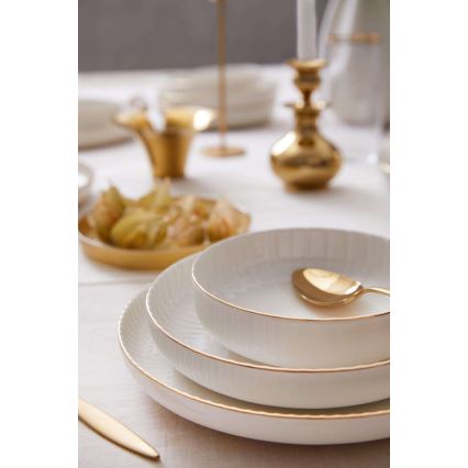 18-delt spisesæt, hvid/guld, porcelæn