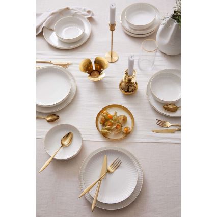 18-delt spisesæt, hvid/guld, porcelæn