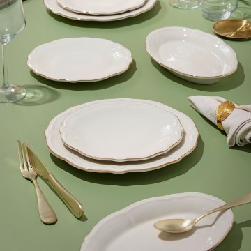 18-delt spisesæt, hvid/guld, porcelæn