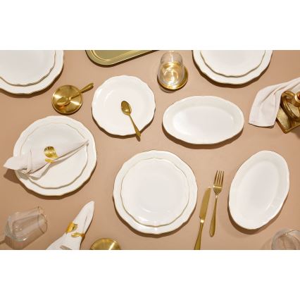18-delt spisesæt, hvid/guld, porcelæn