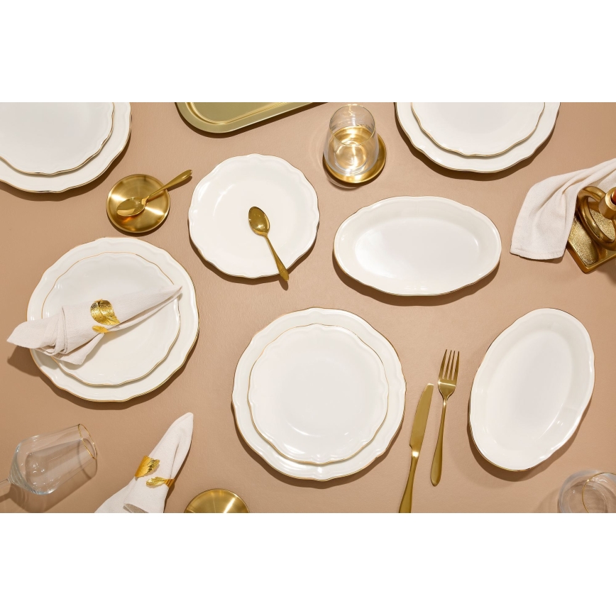 18-delt spisesæt, hvid/guld, porcelæn