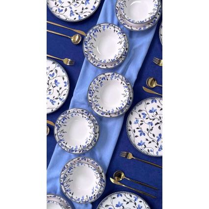 18-delt spisesæt i keramik, blå/hvid