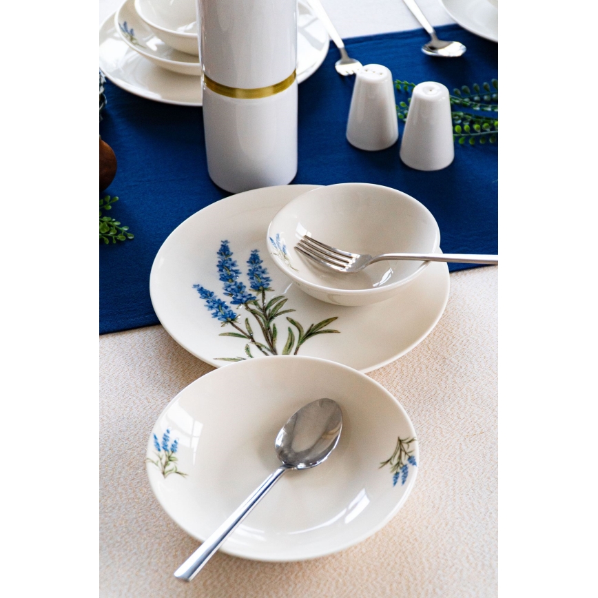18-delt spisesæt i porcelæn, hvid/blå/grøn
