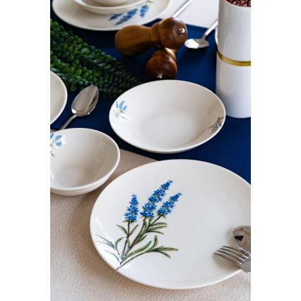 18-delt spisesæt i porcelæn, hvid/blå/grøn