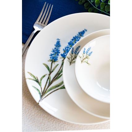 18-delt spisesæt i porcelæn, hvid/blå/grøn