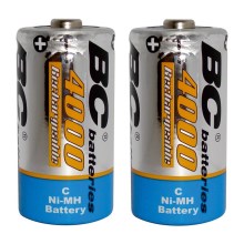 2 stk. Genopladeligt batteri NiMH C 4000 mAh 1,2V