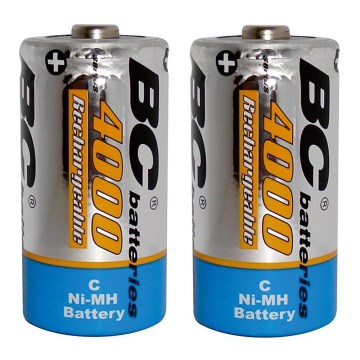 2 stk. Genopladeligt batteri NiMH C 4000 mAh 1,2V