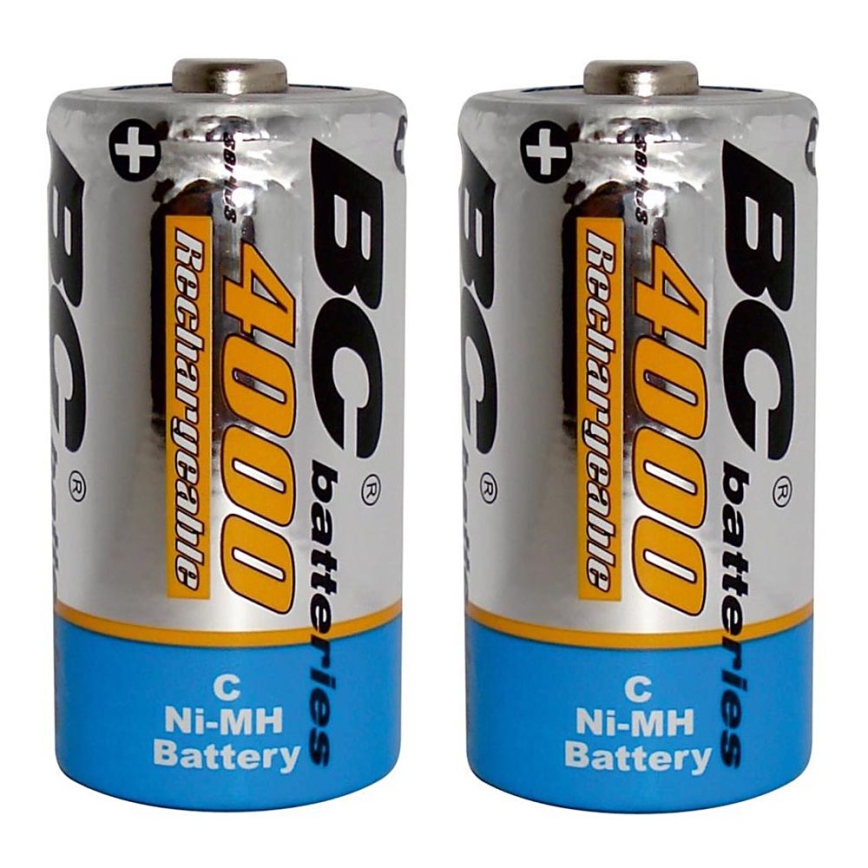 2 stk. Genopladeligt batteri NiMH C 4000 mAh 1,2V