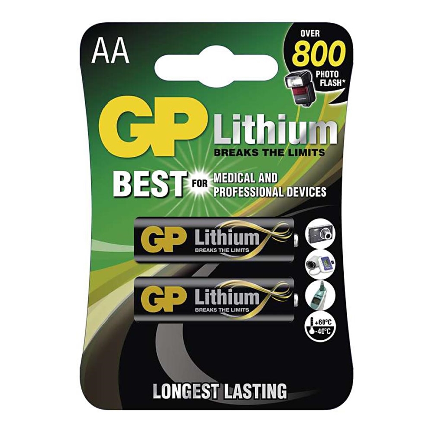 2 stk. Lithiumbatteri AA GP LITHIUM 1,5V