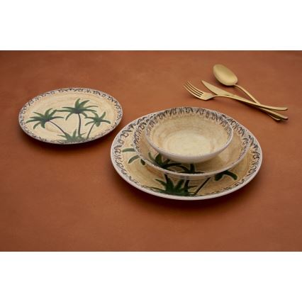 24-delers spisestel i flerfarvet keramik