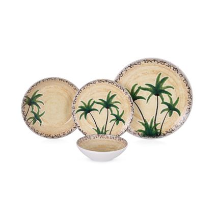 24-delers spisestel i flerfarvet keramik