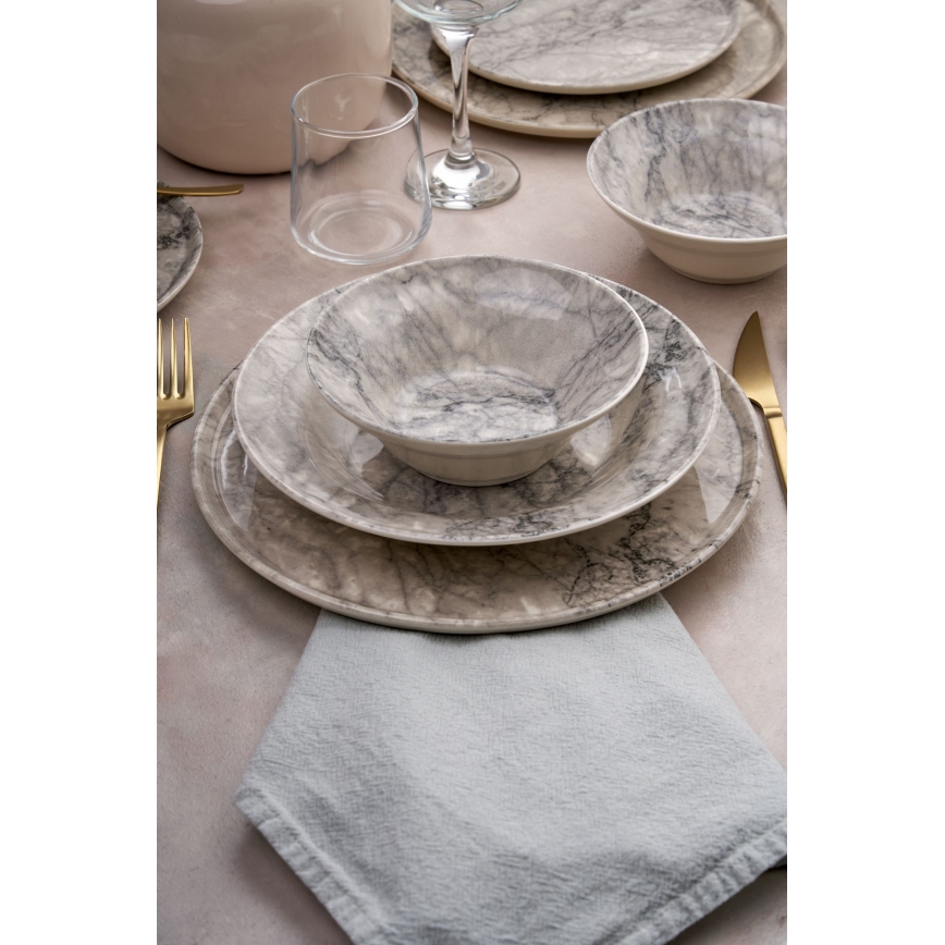 24-delers spisesæt beige/grå/keramik