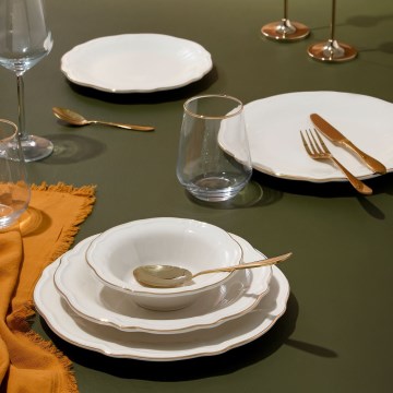 24-delers spisesæt, hvid/guld, porcelæn