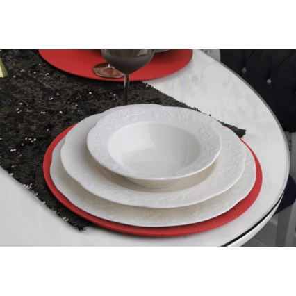 24-delers spisesæt i cremefarvet porcelæn