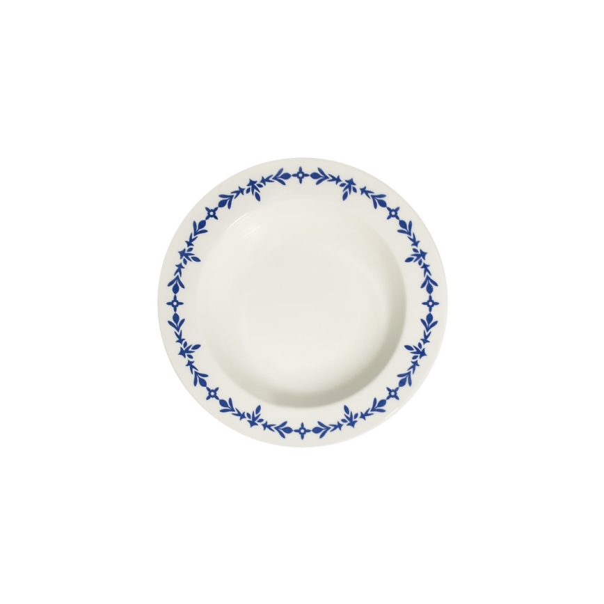 24-delers spisesæt i porcelæn, hvid/blå