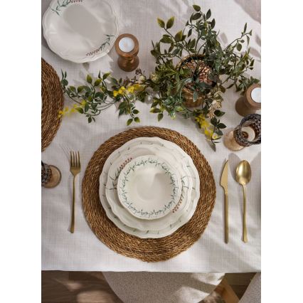 24-delers spisesæt i porcelæn, hvid/grøn