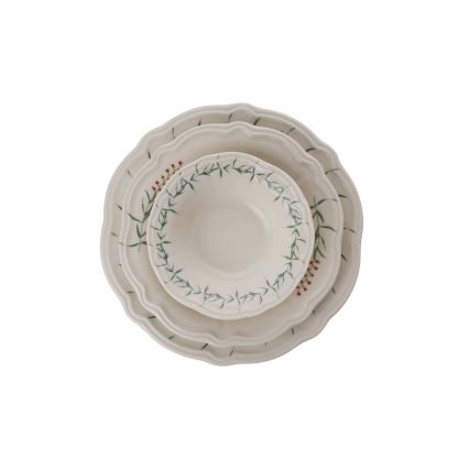 24-delers spisesæt i porcelæn, hvid/grøn