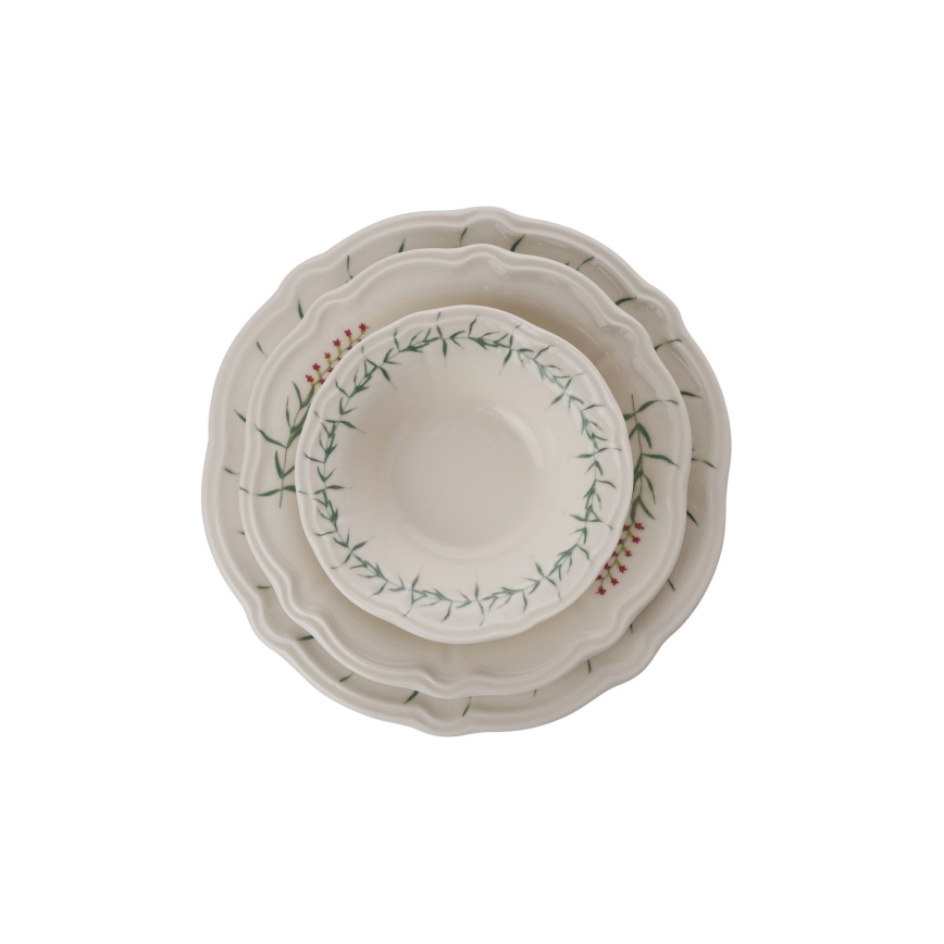 24-delers spisesæt i porcelæn, hvid/grøn