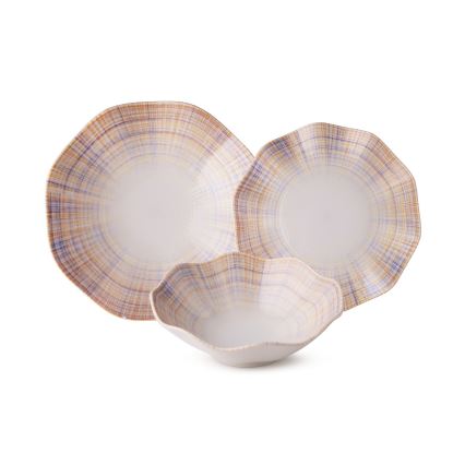 24-delt porcelænspisesæt, orange/blå