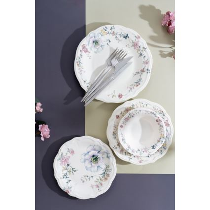 24-delt spisestel i flerfarvet porcelæn