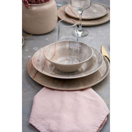 24-delt spisesæt, beige/grå, i keramik
