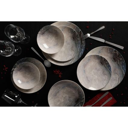 24-delt spisesæt brun/porcelæn