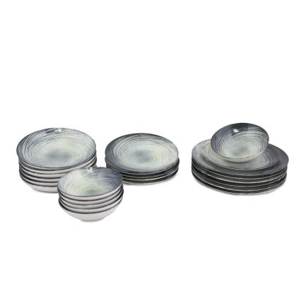 24-delt spisesæt grøn/sort porcelæn
