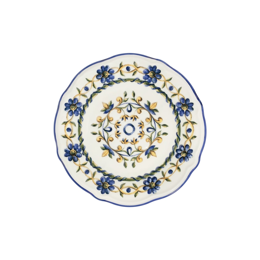 24-delt spisesæt hvid/blå/gul/porcelæn