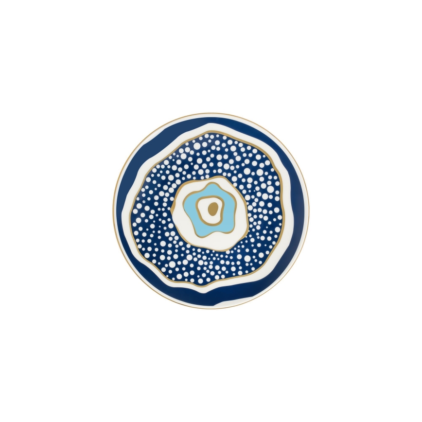 24-delt spisesæt hvid/blå/guld/porcelæn
