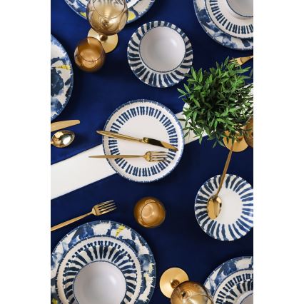 24-delt spisesæt, hvid/blå i stentøj