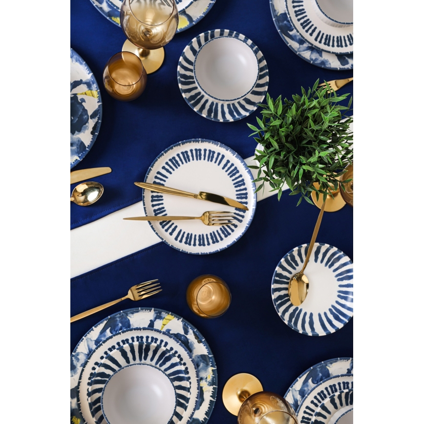 24-delt spisesæt, hvid/blå i stentøj