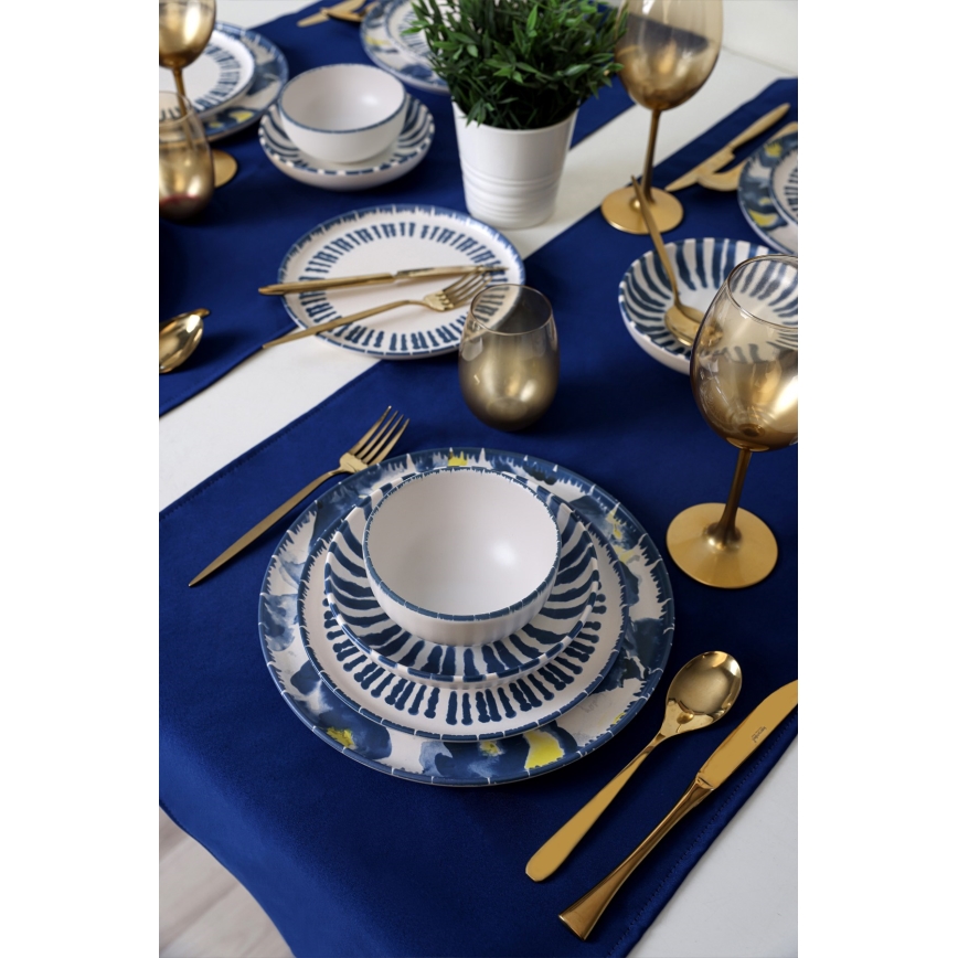 24-delt spisesæt, hvid/blå i stentøj