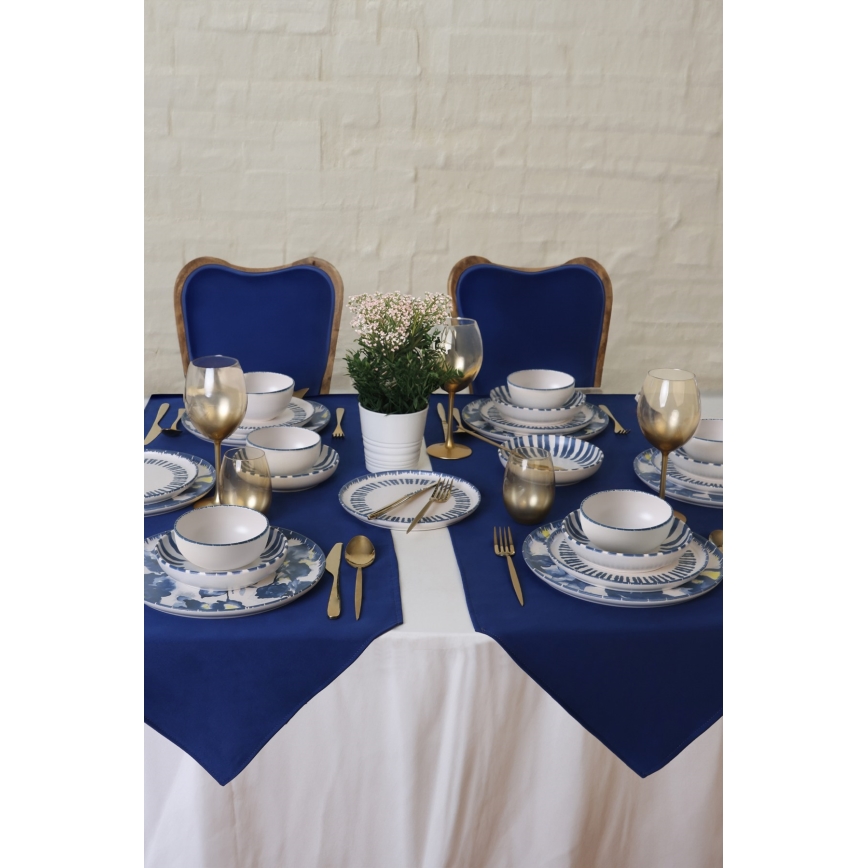 24-delt spisesæt, hvid/blå i stentøj