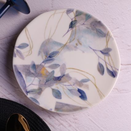 24-delt spisesæt, hvid/blå, porcelæn